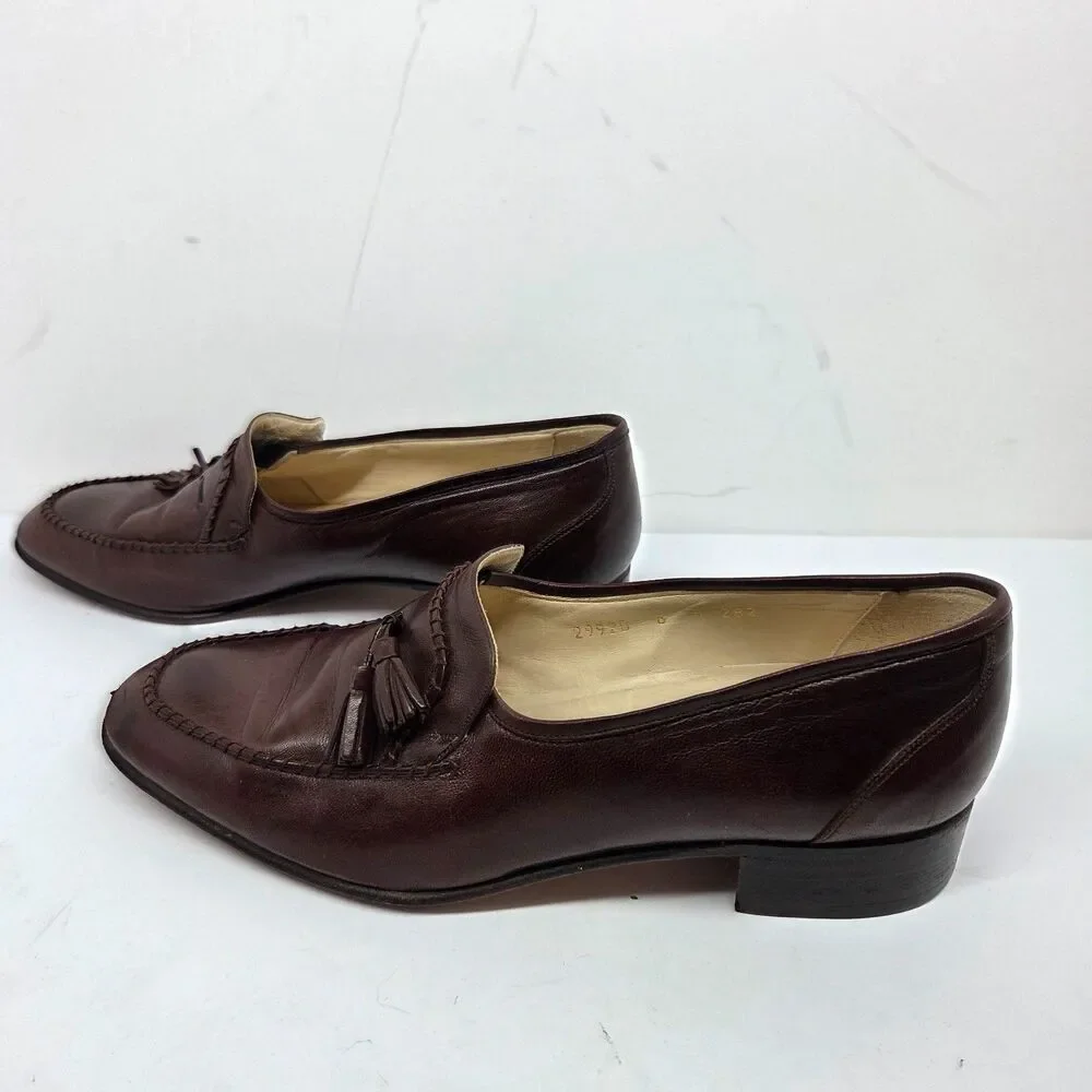 Bruno Magli 29920 Legacy Mens Brown Leather Tassel Italian Loafers Size US 8 M